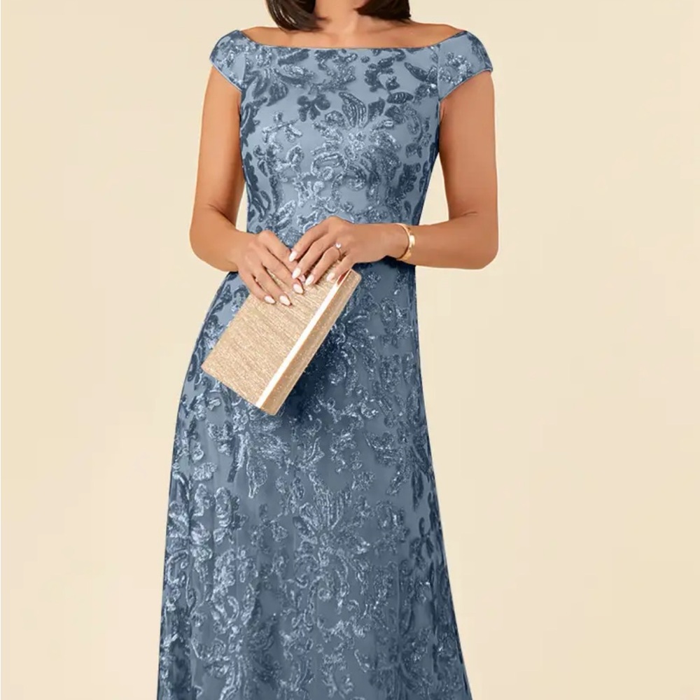 Elegant Blue Floral Women's Dress